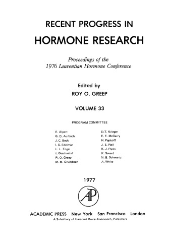 Proceedings of the 1976 Laurentian Hormone Conference