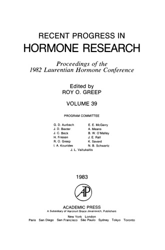 Proceedings of the 1982 Laurentian Hormone Conference