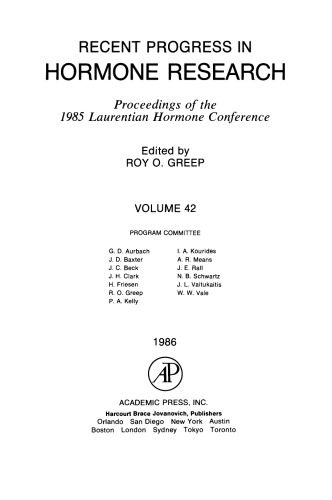 Proceedings of the 1985 Laurentian Hormone Conference