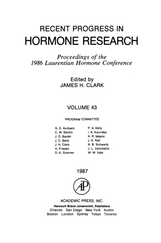 Proceedings of the 1986 Laurentian Hormone Conference