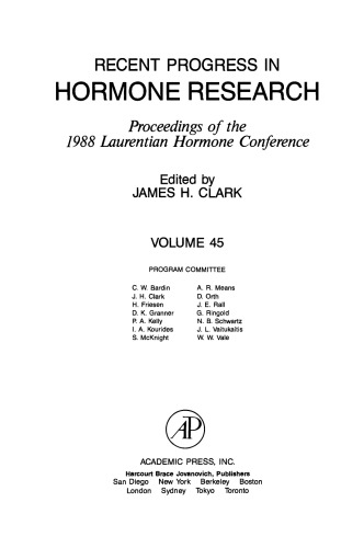 Proceedings of the 1988 Laurentian Hormone Conference