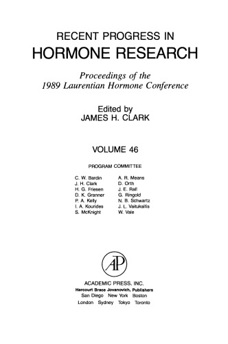 Proceedings of the 1989 Laurentian Hormone Conference