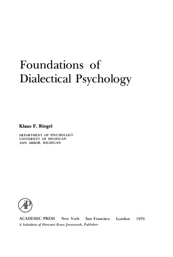 Foundations of Dialectical Psychology
