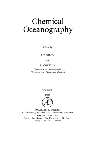 Chemical Oceanography. Volume 8