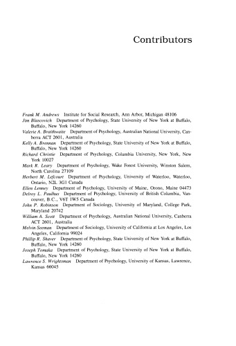 Measures of Personality and Social Psychological Attitudes. Measures of Social Psychological Attitudes