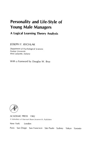 Personality and Life-Style of Young Male Managers. A Logical Learning Theory Analysis