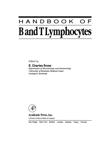 Handbook of B and T Lymphocytes