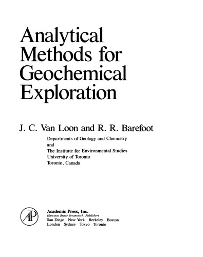 Analytical Methods for Geochemical Exploration