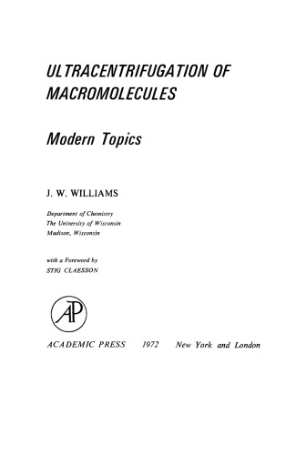 Ultracentrifugation of Macromolecules. Modern Topics