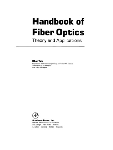 Handbook of Fiber Optics. Theory and Applications