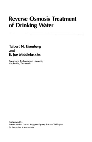 Reverse Osmosis Treatment of Drinking Water