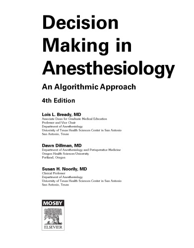 Decision Making in Anesthesiology. An Algorithmic Approach