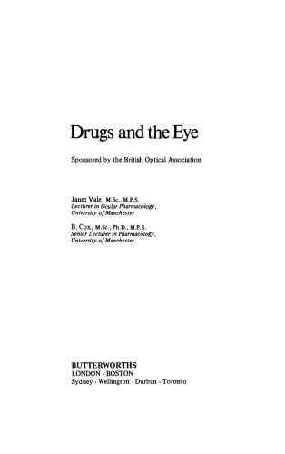 Drugs and the Eye. Sponsored by the British Optical Association