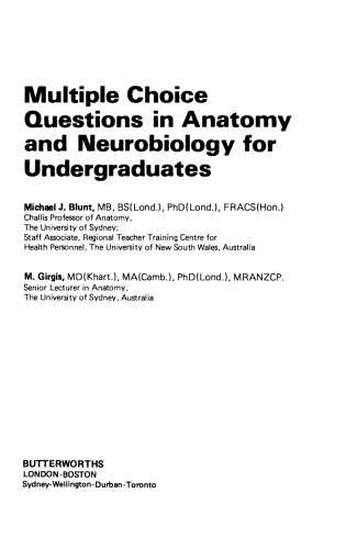 Multiple Choice Questions in Anatomy and Neurobiology for Undergraduates