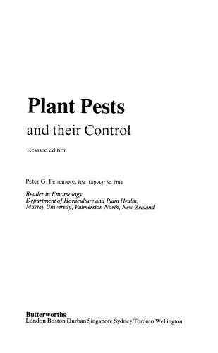 Plant Pests and their Control