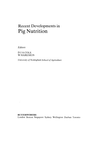 Recent Developments in Pig Nutrition
