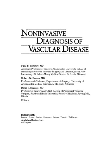 Noninvasive Diagnosis of Vascular Disease