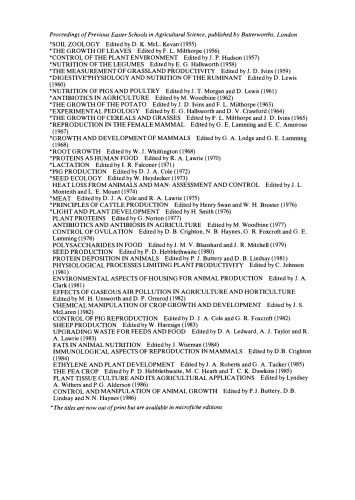 Computer Applications in Agricultural Environments. Proceedings of Previous Easter Schools in Agricultural Science