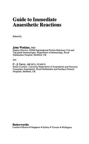 Guide to Immediate Anaesthetic Reactions