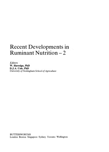 Recent Developments in Ruminant Nutrition – 2