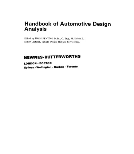 Handbook of Automotive Design Analysis