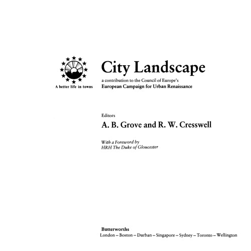 City Landscape. A Contribution to the Council of Europe's European Campaign for Urban Renaissance