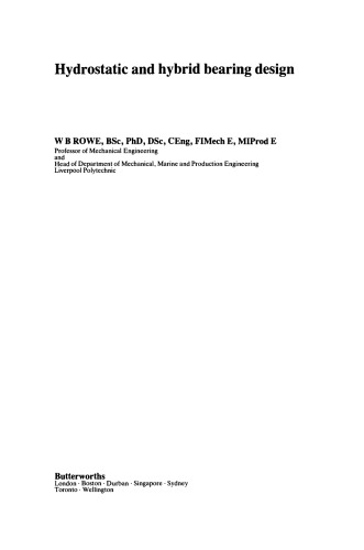 Hydrostatic and Hybrid Bearing Design