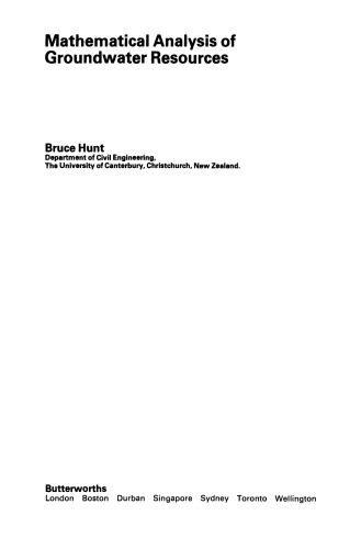 Mathematical Analysis of Groundwater Resources