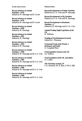 Recent Advances in Animal Nutrition