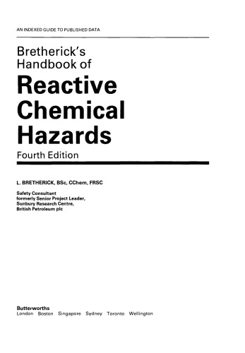 Bretherick's Handbook of Reactive Chemical Hazards