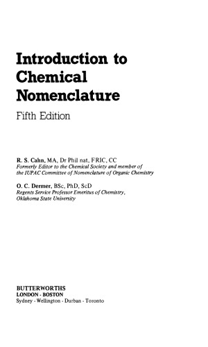 Introduction to Chemical Nomenclature