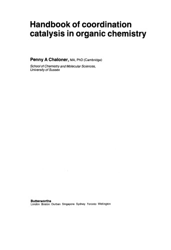 Handbook of Coordination Catalysis in Organic Chemistry
