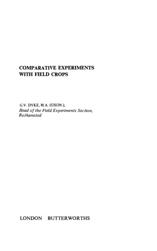 Comparative Experiments with Field Crops