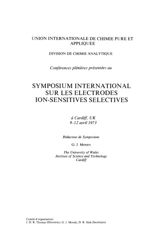 International Symposium on Selective Ion-Sensitive Electrodes. International Union of Pure and Applied Chemistry