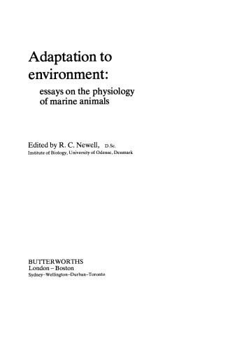 Adaptation to Environment. Essays on the Physiology of Marine Animals