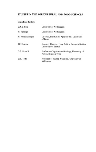 Recent Advances in Animal Nutrition–1978. Studies in the Agricultural and Food Sciences