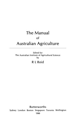 The Manual of Australian Agriculture