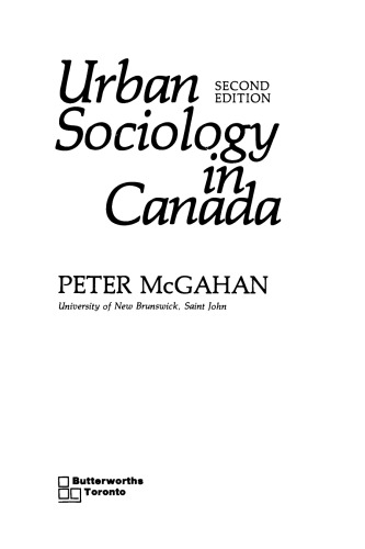 Urban Sociology in Canada