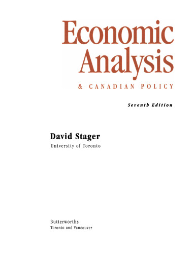 Economic Analysis & Canadian Policy