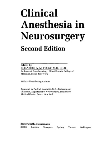 Clinical Anesthesia in Neurosurgery