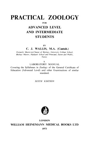 Practical Zoology. For Advanced Level and Intermediate Students