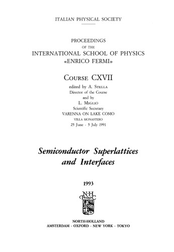 Semiconductor Superlattices and Interfaces. Proceedings of the International School of Physics “Enrico Fermi”