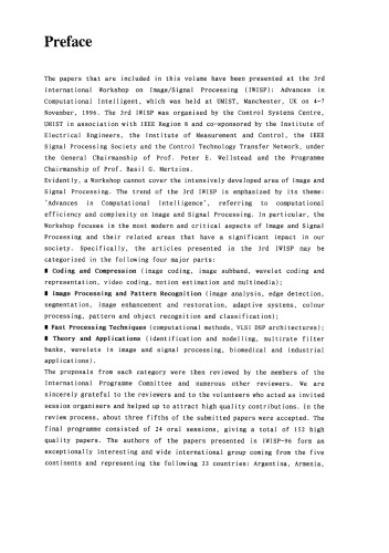 Proceedings IWISP '96. 4–7 November 1996, Manchester, United Kingdom