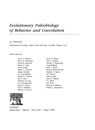 Evolutionary Paleobiology of Behavior and Coevolution