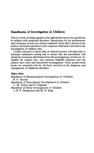 Handbook of Endocrine Investigations in Children