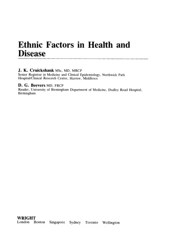 Ethnic Factors in Health and Disease