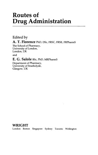 Routes of Drug Administration. Topics in Pharmacy