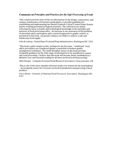 Principles and Practices for the Safe Processing of Foods