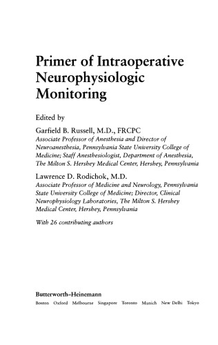 Primer of Intraoperative Neurophysiologic Monitoring