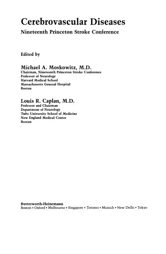 Cerebrovascular Diseases. Nineteenth Princeton Stroke Conference